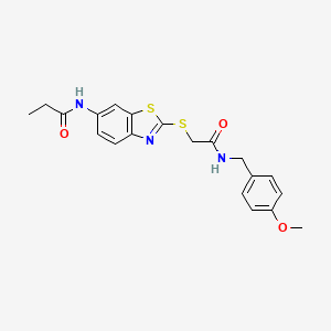 N-[2-({2-[(4-methoxybenzyl)amino]-2-oxoethyl}sulfanyl)-1,3-benzothiazol-6-yl]propanamide