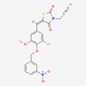 (5E)-5-{3-chloro-5-methoxy-4-[(3-nitrobenzyl)oxy]benzylidene}-3-(prop-2-yn-1-yl)-1,3-thiazolidine-2,4-dione