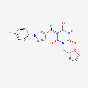 (5Z)-1-(furan-2-ylmethyl)-5-[[1-(4-methylphenyl)pyrazol-4-yl]methylidene]-1,3-diazinane-2,4,6-trione