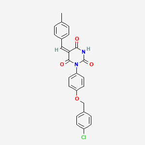 1-{4-[(4-chlorobenzyl)oxy]phenyl}-5-(4-methylbenzylidene)-2,4,6(1H,3H,5H)-pyrimidinetrione