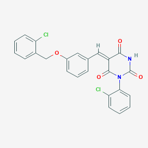 (5Z)-1-(2-chlorophenyl)-5-[[3-[(2-chlorophenyl)methoxy]phenyl]methylidene]-1,3-diazinane-2,4,6-trione