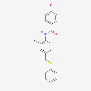 4-fluoro-N-{2-methyl-4-[(phenylthio)methyl]phenyl}benzamide