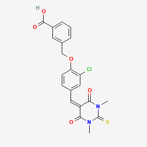 3-({2-chloro-4-[(1,3-dimethyl-4,6-dioxo-2-thioxotetrahydro-5(2H)-pyrimidinylidene)methyl]phenoxy}methyl)benzoic acid