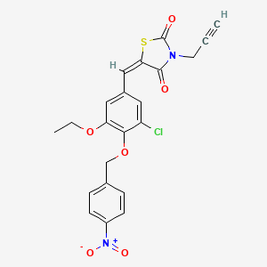 (5E)-5-{3-chloro-5-ethoxy-4-[(4-nitrobenzyl)oxy]benzylidene}-3-(prop-2-yn-1-yl)-1,3-thiazolidine-2,4-dione