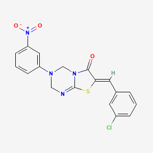 7-(3-chlorobenzylidene)-3-(3-nitrophenyl)-3,4-dihydro-2H-[1,3]thiazolo[3,2-a][1,3,5]triazin-6(7H)-one