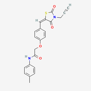 molecular formula C22H18N2O4S B3649994 2-(4-{(E)-[2,4-dioxo-3-(prop-2-yn-1-yl)-1,3-thiazolidin-5-ylidene]methyl}phenoxy)-N-(4-methylphenyl)acetamide 