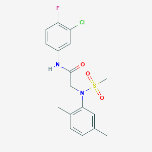 molecular formula C17H18ClFN2O3S B3649999 N~1~-(3-chloro-4-fluorophenyl)-N~2~-(2,5-dimethylphenyl)-N~2~-(methylsulfonyl)glycinamide 