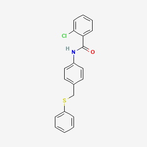 molecular formula C20H16ClNOS B3650047 2-chloro-N-{4-[(phenylthio)methyl]phenyl}benzamide 