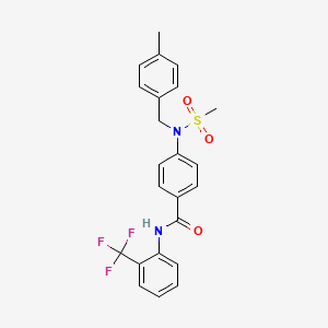 molecular formula C23H21F3N2O3S B3650085 4-[(4-methylphenyl)methyl-methylsulfonylamino]-N-[2-(trifluoromethyl)phenyl]benzamide 