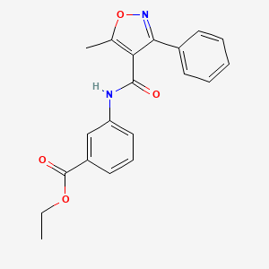 molecular formula C20H18N2O4 B3650107 Ethyl 3-(5-methyl-3-phenyl-1,2-oxazole-4-amido)benzoate 