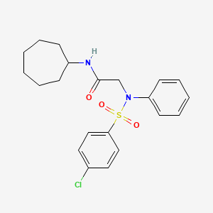 molecular formula C21H25ClN2O3S B3650173 N~2~-[(4-chlorophenyl)sulfonyl]-N-cycloheptyl-N~2~-phenylglycinamide 