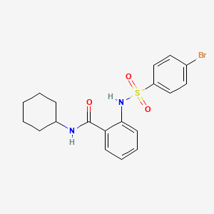 molecular formula C19H21BrN2O3S B3650236 2-{[(4-bromophenyl)sulfonyl]amino}-N-cyclohexylbenzamide 