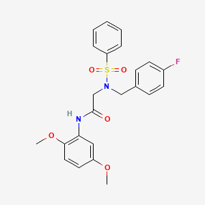 molecular formula C23H23FN2O5S B3650261 N~1~-(2,5-dimethoxyphenyl)-N~2~-(4-fluorobenzyl)-N~2~-(phenylsulfonyl)glycinamide 