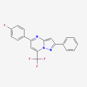 molecular formula C19H11F4N3 B3650440 5-(4-fluorophenyl)-2-phenyl-7-(trifluoromethyl)pyrazolo[1,5-a]pyrimidine 