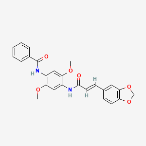 molecular formula C25H22N2O6 B3650461 N-(4-{[(E)-3-(1,3-BENZODIOXOL-5-YL)-2-PROPENOYL]AMINO}-2,5-DIMETHOXYPHENYL)BENZAMIDE 