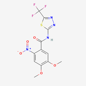 4,5-dimethoxy-2-nitro-N-[5-(trifluoromethyl)-1,3,4-thiadiazol-2-yl]benzamide