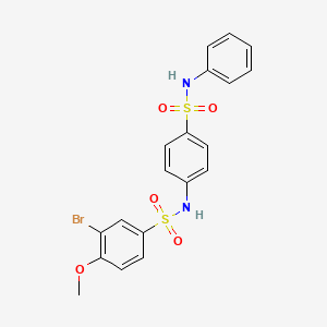 molecular formula C19H17BrN2O5S2 B3650591 N-[4-(anilinosulfonyl)phenyl]-3-bromo-4-methoxybenzenesulfonamide 