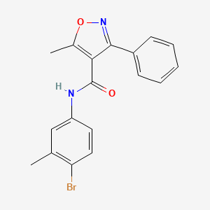 molecular formula C18H15BrN2O2 B3650594 N-(4-bromo-3-methylphenyl)-5-methyl-3-phenyl-1,2-oxazole-4-carboxamide 