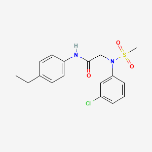 molecular formula C17H19ClN2O3S B3650634 N~2~-(3-chlorophenyl)-N~1~-(4-ethylphenyl)-N~2~-(methylsulfonyl)glycinamide 