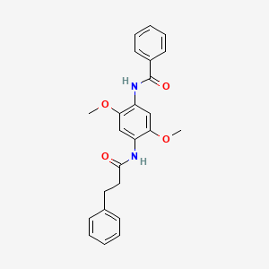 molecular formula C24H24N2O4 B3650699 N-{2,5-dimethoxy-4-[(3-phenylpropanoyl)amino]phenyl}benzamide 