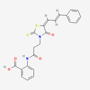 2-[3-[(5E)-4-oxo-5-[(E)-3-phenylprop-2-enylidene]-2-sulfanylidene-1,3-thiazolidin-3-yl]propanoylamino]benzoic acid