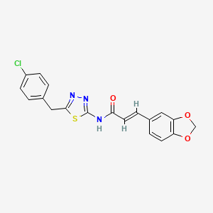 3-(1,3-benzodioxol-5-yl)-N-[5-(4-chlorobenzyl)-1,3,4-thiadiazol-2-yl]acrylamide