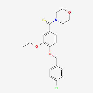 molecular formula C20H22ClNO3S B3650798 4-({4-[(4-chlorobenzyl)oxy]-3-ethoxyphenyl}carbonothioyl)morpholine 