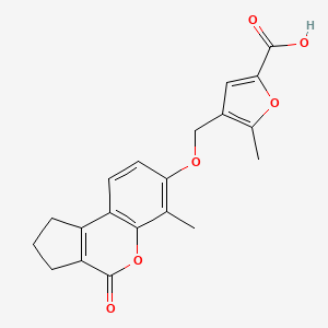 5-methyl-4-{[(6-methyl-4-oxo-1,2,3,4-tetrahydrocyclopenta[c]chromen-7-yl)oxy]methyl}-2-furoic acid