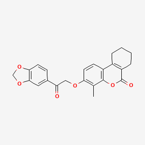 molecular formula C23H20O6 B3650814 3-[2-(1,3-benzodioxol-5-yl)-2-oxoethoxy]-4-methyl-7,8,9,10-tetrahydro-6H-benzo[c]chromen-6-one 