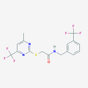 2-{[4-METHYL-6-(TRIFLUOROMETHYL)PYRIMIDIN-2-YL]SULFANYL}-N-{[3-(TRIFLUOROMETHYL)PHENYL]METHYL}ACETAMIDE