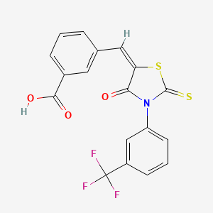 molecular formula C18H10F3NO3S2 B3650851 3-({4-oxo-2-thioxo-3-[3-(trifluoromethyl)phenyl]-1,3-thiazolidin-5-ylidene}methyl)benzoic acid 