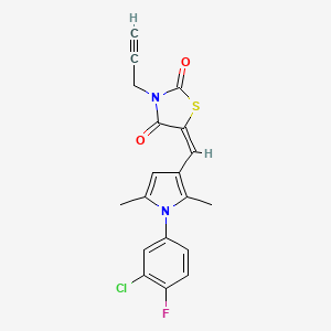 (5E)-5-{[1-(3-chloro-4-fluorophenyl)-2,5-dimethyl-1H-pyrrol-3-yl]methylidene}-3-(prop-2-yn-1-yl)-1,3-thiazolidine-2,4-dione