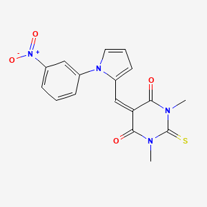 molecular formula C17H14N4O4S B3650951 1,3-dimethyl-5-{[1-(3-nitrophenyl)-1H-pyrrol-2-yl]methylidene}-2-thioxodihydropyrimidine-4,6(1H,5H)-dione 