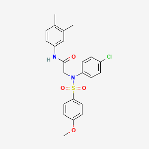 molecular formula C23H23ClN2O4S B3650968 2-[N-(4-CHLOROPHENYL)4-METHOXYBENZENESULFONAMIDO]-N-(3,4-DIMETHYLPHENYL)ACETAMIDE 