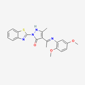 (4Z)-2-(1,3-benzothiazol-2-yl)-4-{1-[(2,5-dimethoxyphenyl)amino]ethylidene}-5-methyl-2,4-dihydro-3H-pyrazol-3-one