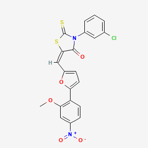 molecular formula C21H13ClN2O5S2 B3651113 3-(3-chlorophenyl)-5-{[5-(2-methoxy-4-nitrophenyl)-2-furyl]methylene}-2-thioxo-1,3-thiazolidin-4-one 