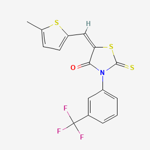 molecular formula C16H10F3NOS3 B3651158 5-[(5-methyl-2-thienyl)methylene]-2-thioxo-3-[3-(trifluoromethyl)phenyl]-1,3-thiazolidin-4-one 