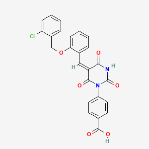 molecular formula C25H17ClN2O6 B3651166 4-[5-{2-[(2-chlorobenzyl)oxy]benzylidene}-2,4,6-trioxotetrahydro-1(2H)-pyrimidinyl]benzoic acid 