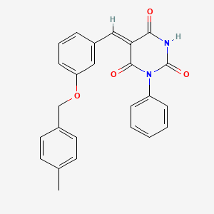 5-{3-[(4-methylbenzyl)oxy]benzylidene}-1-phenyl-2,4,6(1H,3H,5H)-pyrimidinetrione