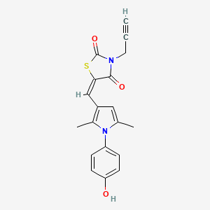 molecular formula C19H16N2O3S B3651299 (5E)-5-{[1-(4-hydroxyphenyl)-2,5-dimethyl-1H-pyrrol-3-yl]methylidene}-3-(prop-2-yn-1-yl)-1,3-thiazolidine-2,4-dione 