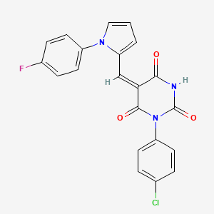 (5E)-1-(4-chlorophenyl)-5-{[1-(4-fluorophenyl)-1H-pyrrol-2-yl]methylidene}pyrimidine-2,4,6(1H,3H,5H)-trione