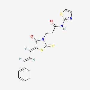 3-[4-oxo-5-(3-phenyl-2-propen-1-ylidene)-2-thioxo-1,3-thiazolidin-3-yl]-N-1,3-thiazol-2-ylpropanamide