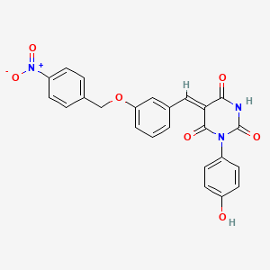 (5Z)-1-(4-hydroxyphenyl)-5-[[3-[(4-nitrophenyl)methoxy]phenyl]methylidene]-1,3-diazinane-2,4,6-trione