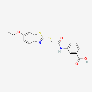 3-({[(6-ethoxy-1,3-benzothiazol-2-yl)thio]acetyl}amino)benzoic acid