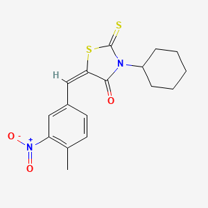 molecular formula C17H18N2O3S2 B3651458 3-cyclohexyl-5-(4-methyl-3-nitrobenzylidene)-2-thioxo-1,3-thiazolidin-4-one 