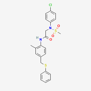 molecular formula C23H23ClN2O3S2 B3651482 N~2~-(4-chlorophenyl)-N~1~-{2-methyl-4-[(phenylthio)methyl]phenyl}-N~2~-(methylsulfonyl)glycinamide 