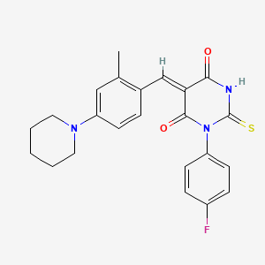 (5Z)-1-(4-fluorophenyl)-5-[2-methyl-4-(piperidin-1-yl)benzylidene]-2-thioxodihydropyrimidine-4,6(1H,5H)-dione