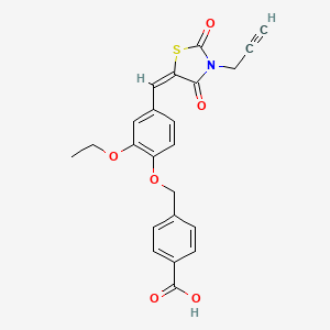 4-[(4-{(E)-[2,4-dioxo-3-(prop-2-yn-1-yl)-1,3-thiazolidin-5-ylidene]methyl}-2-ethoxyphenoxy)methyl]benzoic acid