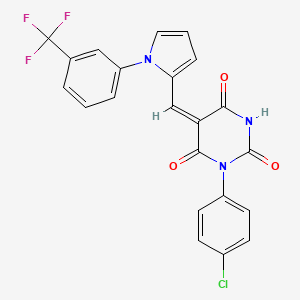 (5E)-1-(4-chlorophenyl)-5-({1-[3-(trifluoromethyl)phenyl]-1H-pyrrol-2-yl}methylidene)pyrimidine-2,4,6(1H,3H,5H)-trione