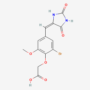 2-[2-bromo-4-[(E)-(2,5-dioxoimidazolidin-4-ylidene)methyl]-6-methoxyphenoxy]acetic acid